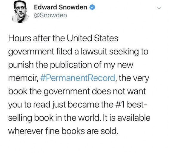 США хотят отсудить у Сноудена гонорар за его книгу 