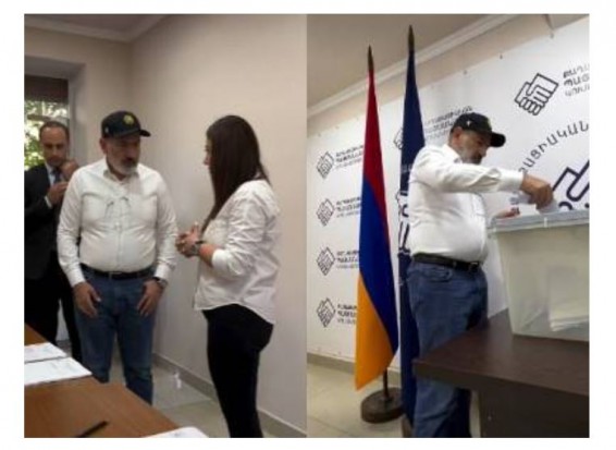 Пашинян проголосовал на выборах в Шенгавитской территориальной организации правящей партии