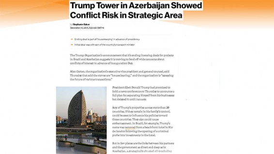 Bloomberg: Компания избранного президента США Дональда Трампа сворачивает свою деятельность в Азербайджане